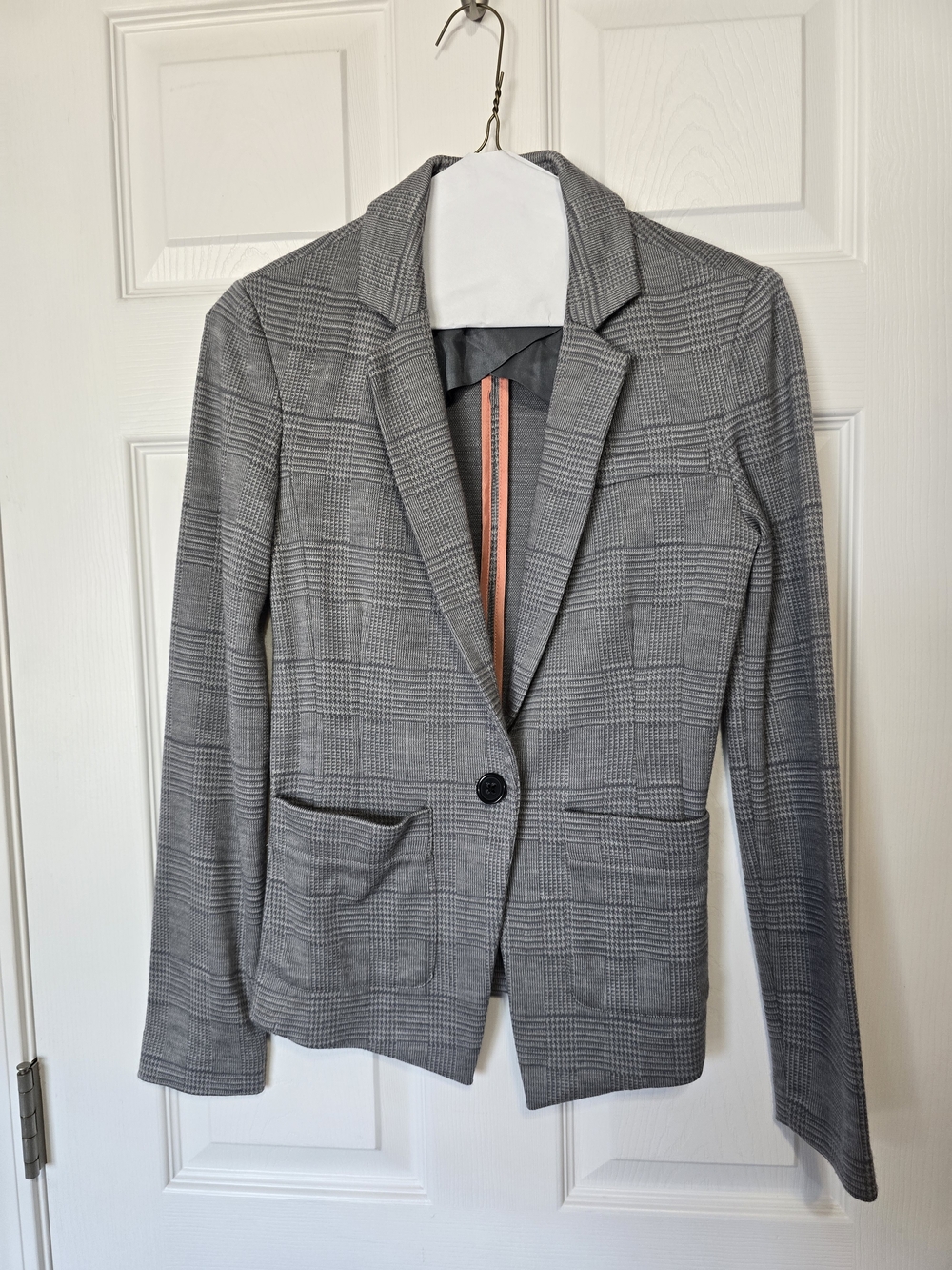 Banana Republic Gray Plaid Single-Button Blazer